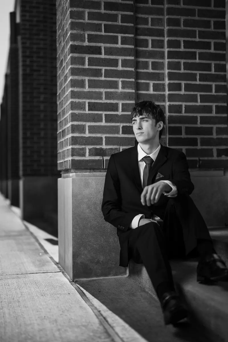 Editorial senior portrait with strong presence