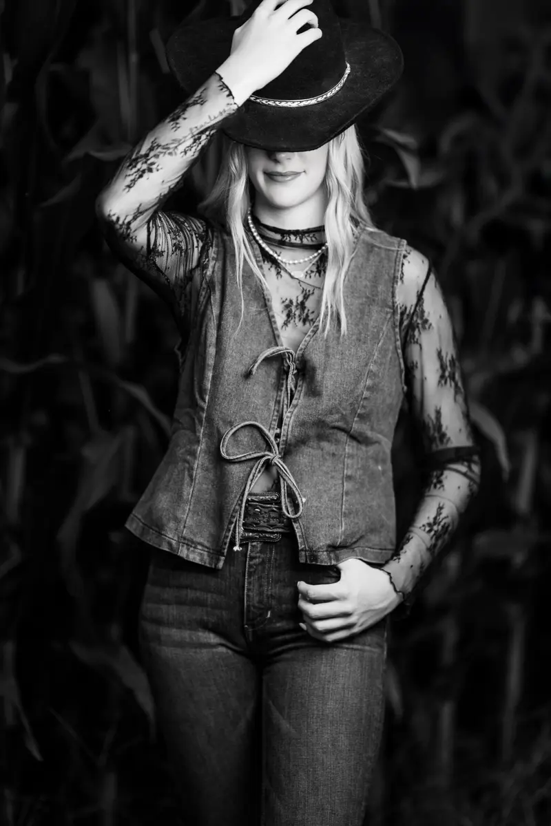 Senior portrait with intentional editorial styling