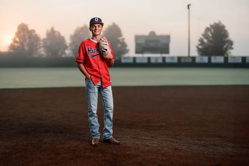 Senior portrait, film-quality light and intention