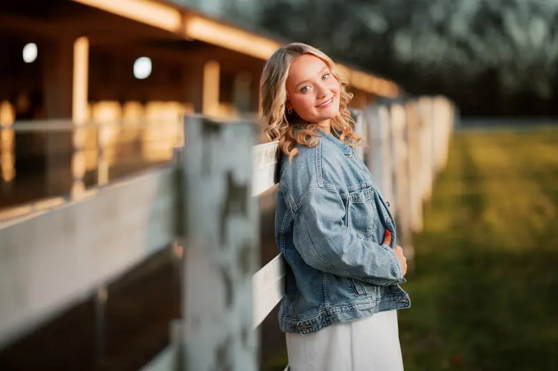 Outdoor senior portrait with golden hour light